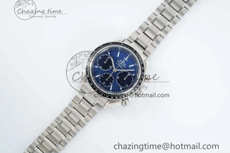 1222 UrbanChic Speedmaster Racing Master SS HKF Best Edition Blue Black Dial on SS Bracelet A 7808